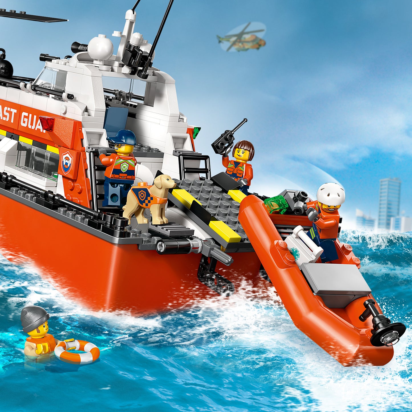 LEGO City Kustwacht Reddingsboot met Helikopter Speelgoed voor Kinderen vanaf 7 Jaar 60504